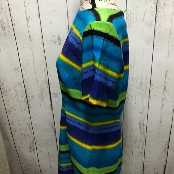 Sag Harbor Dress Petite bright colored stripes sheath with round collar Size 8P - Picture 4 of 12